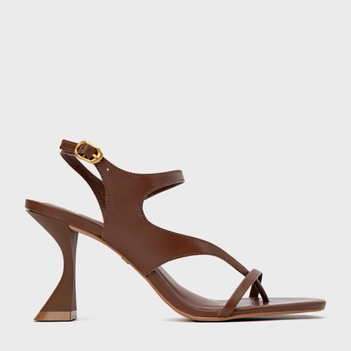 Sandália Artistic Salto Sculpt Couro Marrom Walnut