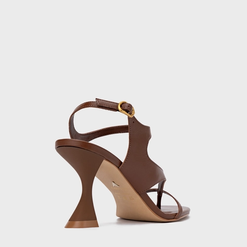 Sandália Artistic Salto Sculpt Couro Marrom Walnut