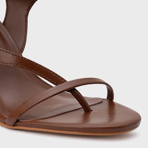 Sandália Artistic Salto Sculpt Couro Marrom Walnut
