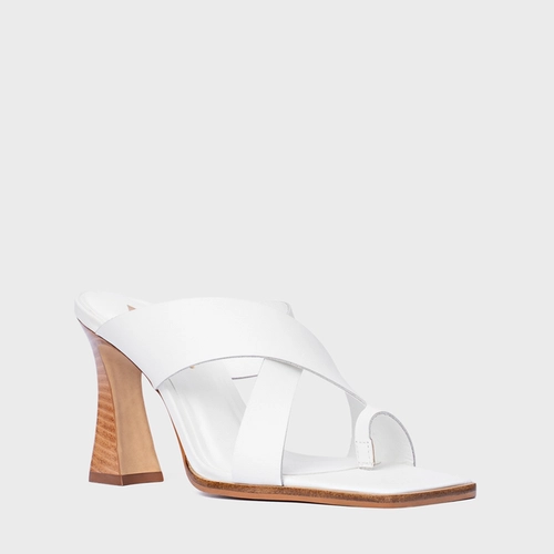 Open Mule Natural Salto Wave Couro Branco Blanc