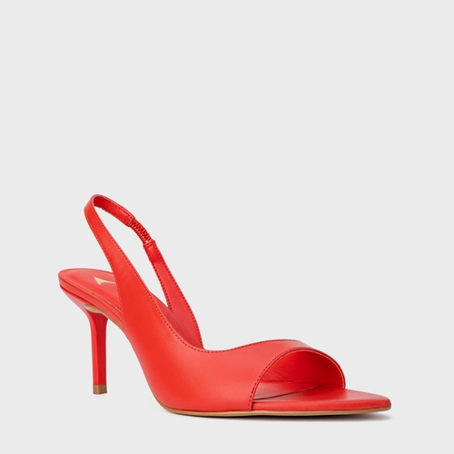 Sandália Basic Close Salto Fino Couro Vermelho Carrano