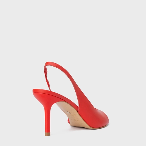 Sandália Basic Close Salto Fino Couro Vermelho Carrano