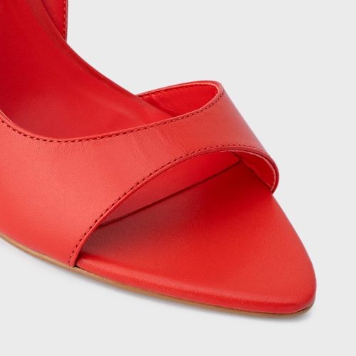 Sandália Basic Close Salto Fino Couro Vermelho Carrano