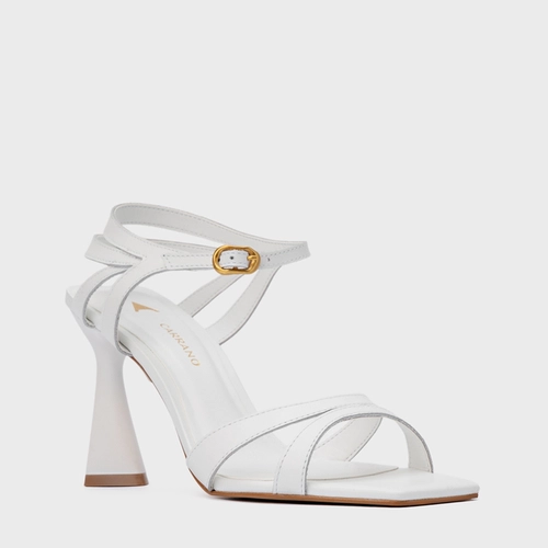 Sandália Signature Salto Allure Couro Branco Blanc