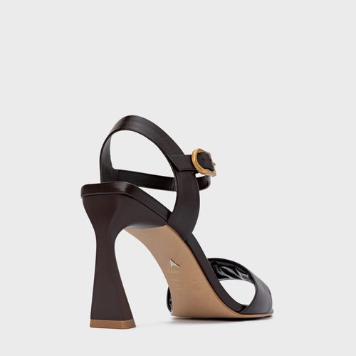 Sandália Everyday Salto Allure Couro Marrom Ganache