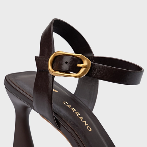 Sandália Everyday Salto Allure Couro Marrom Ganache