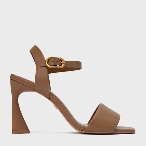 Sandália Everyday Salto Allure Couro Marrom Gingerbread