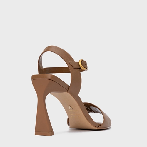 Sandália Everyday Salto Allure Couro Marrom Gingerbread