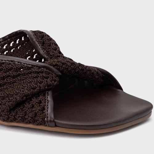 Rasteira Knit Twist Marrom Ganache