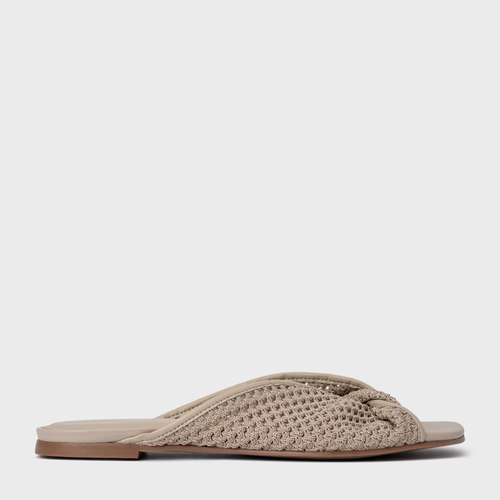Rasteira Knit Twist Bege Oatmeal