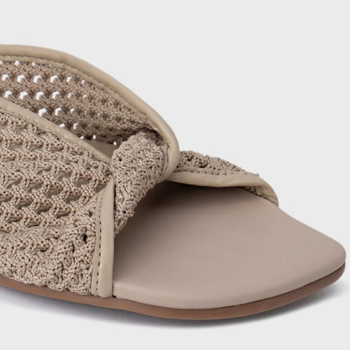 Rasteira Knit Twist Bege Oatmeal