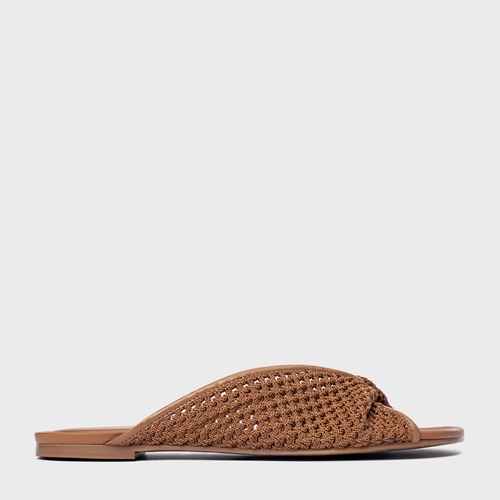 Rasteira Knit Twist Marrom Saddle