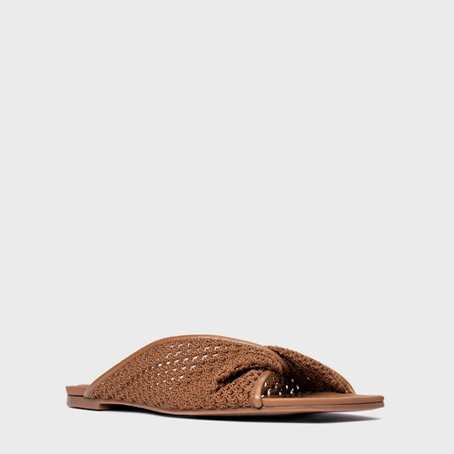 Rasteira Knit Twist Marrom Saddle