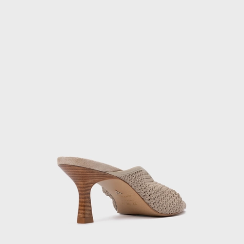 Open Mule Knit Twist Salto Fino Bege Oatmeal