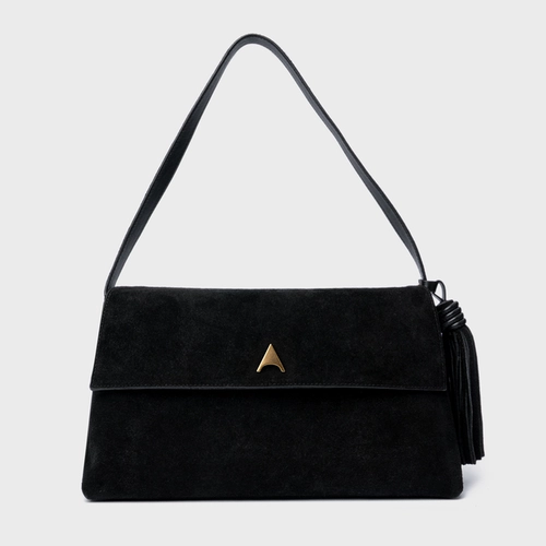 Bolsa Tote Belinda Média Couro Suede Preto