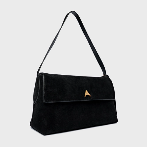 Bolsa Tote Belinda Média Couro Suede Preto