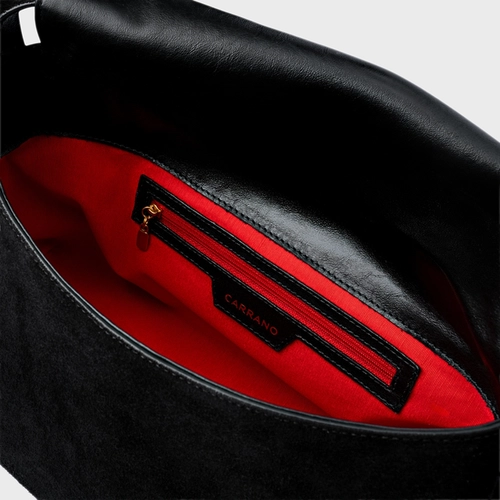 Bolsa Tote Belinda Média Couro Suede Preto
