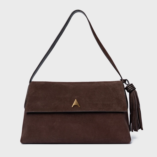 Bolsa Tote Belinda Média Couro Suede Marrom Ganache