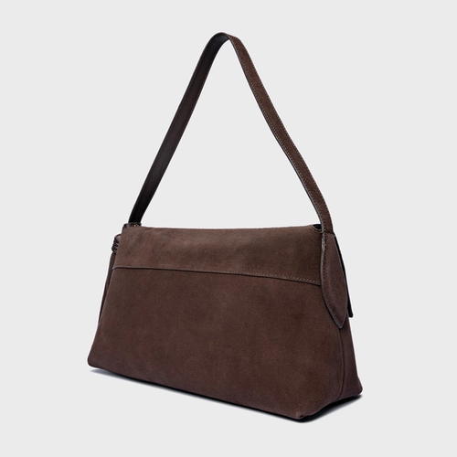 Bolsa Tote Belinda Média Couro Suede Marrom Ganache
