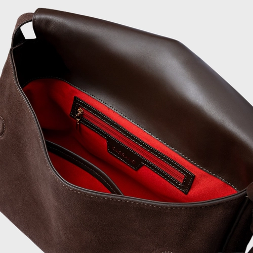 Bolsa Tote Belinda Média Couro Suede Marrom Ganache
