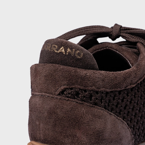 Tênis Knit Couro Suede Marrom Ganache