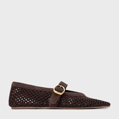 Sapatilha Knit Couro Suede Marrom Ganache