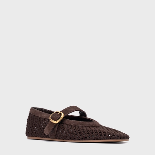Sapatilha Knit Couro Suede Marrom Ganache