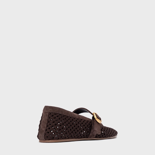 Sapatilha Knit Couro Suede Marrom Ganache