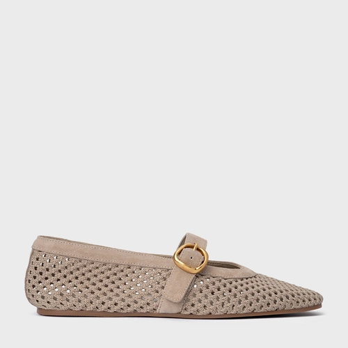Sapatilha Knit Couro Suede Bege Oatmeal