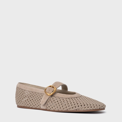 Sapatilha Knit Couro Suede Bege Oatmeal
