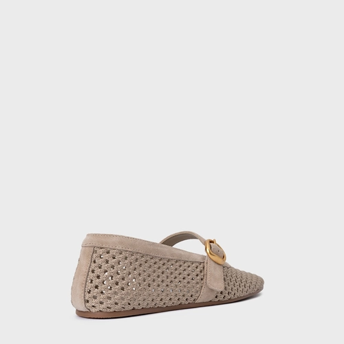 Sapatilha Knit Couro Suede Bege Oatmeal