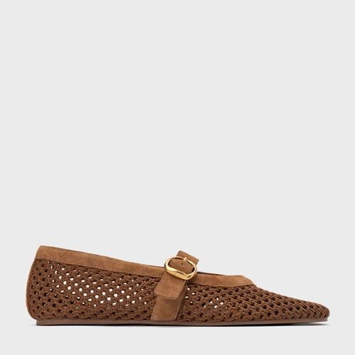 Sapatilha Knit Couro Suede Marrom Saddle