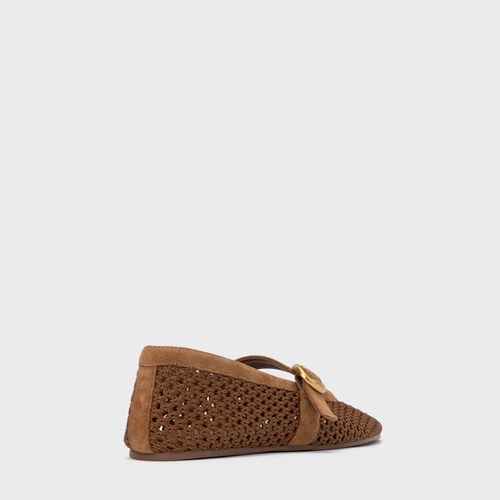 Sapatilha Knit Couro Suede Marrom Saddle