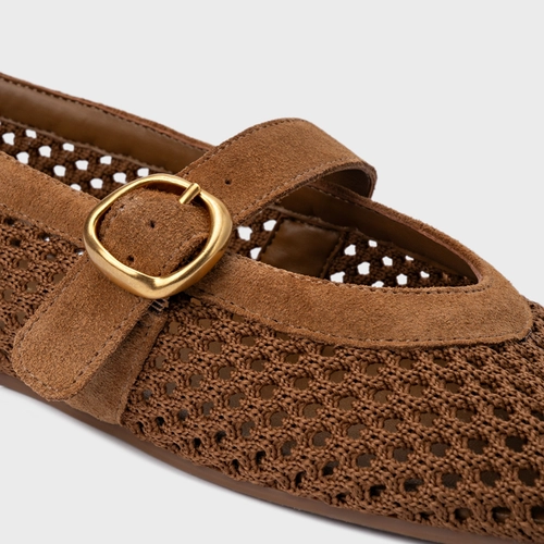 Sapatilha Knit Couro Suede Marrom Saddle