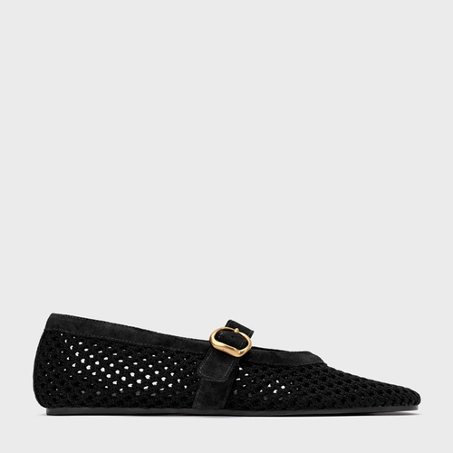 Sapatilha Knit Couro Suede Preto
