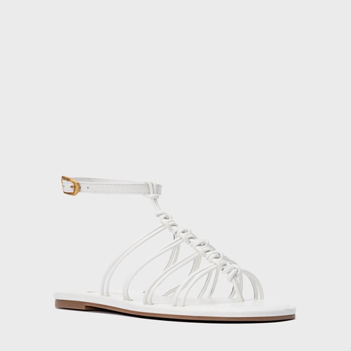 Sandália Rasteira String Couro Branco Blanc