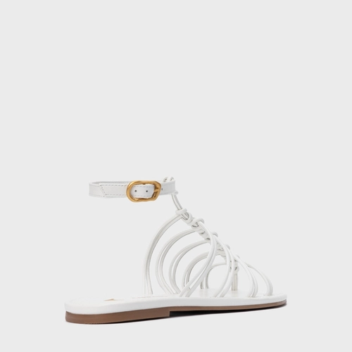 Sandália Rasteira String Couro Branco Blanc