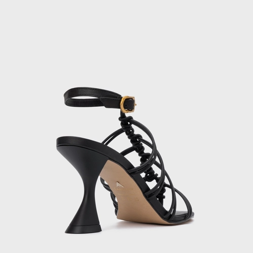 Sandália String Salto Sculpt Couro Preto