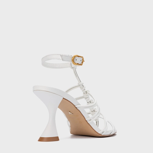 Sandália String Salto Sculpt Couro Branco Blanc