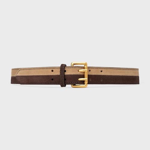 Cinto Duo Grosso Couro Suede Bege Almond