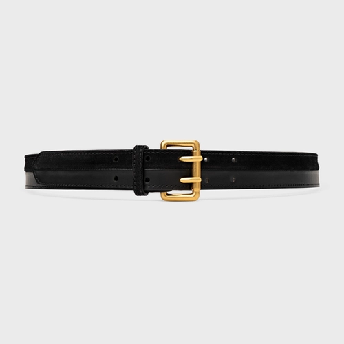 Cinto Duo Grosso Couro e Suede Preto