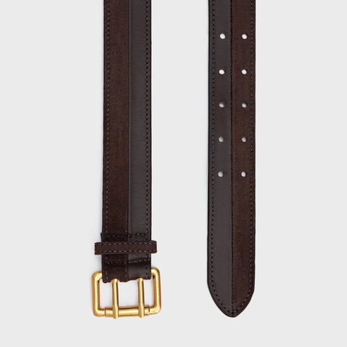 Cinto Duo Grosso Couro e Suede Marrom Ganache