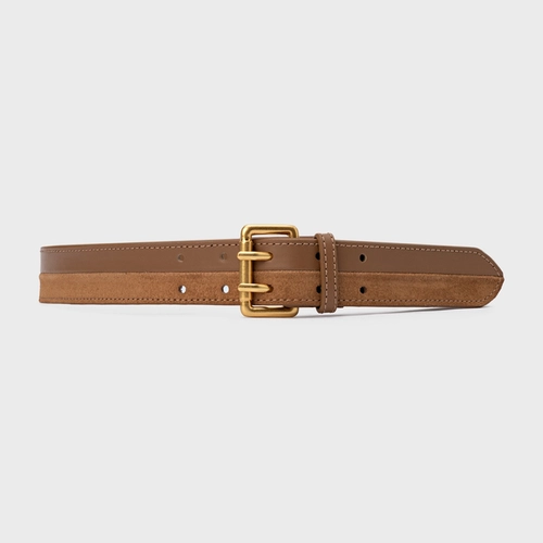 Cinto Duo Grosso Couro e Suede Marrom Gingerbread
