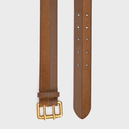 Cinto Duo Grosso Couro e Suede Marrom Gingerbread