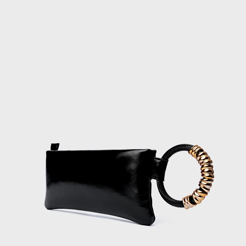Bolsa Clutch Ivy Pequena Couro Preto