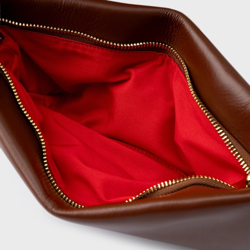 Bolsa Clutch Ivy Pequena Couro Marrom Walnut