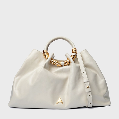 Bolsa Tote Ivy Média Couro Off White Osso