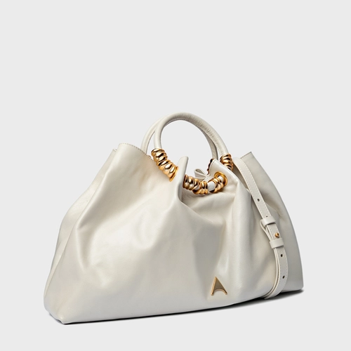 Bolsa Tote Ivy Média Couro Off White Osso