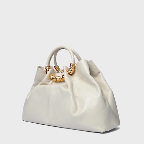 Bolsa Tote Ivy Média Couro Off White Osso