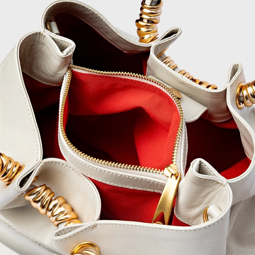 Bolsa Tote Ivy Média Couro Off White Osso